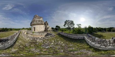 360° image of the ancient Mayan astronomical observatory of El Caracol at Chichen Itza in Mexico