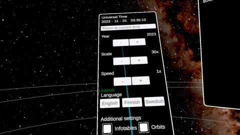 In-app menu from Space Walk