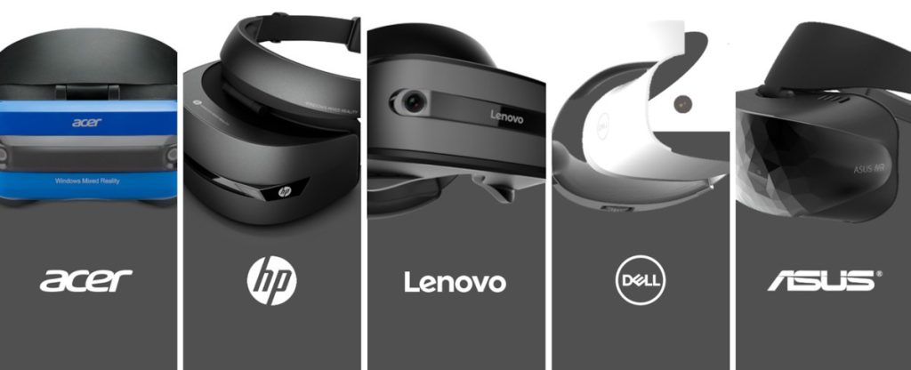 Five Windows Mixed Reality headsets from Acer, HP, Lenovo, Dell, and Asus